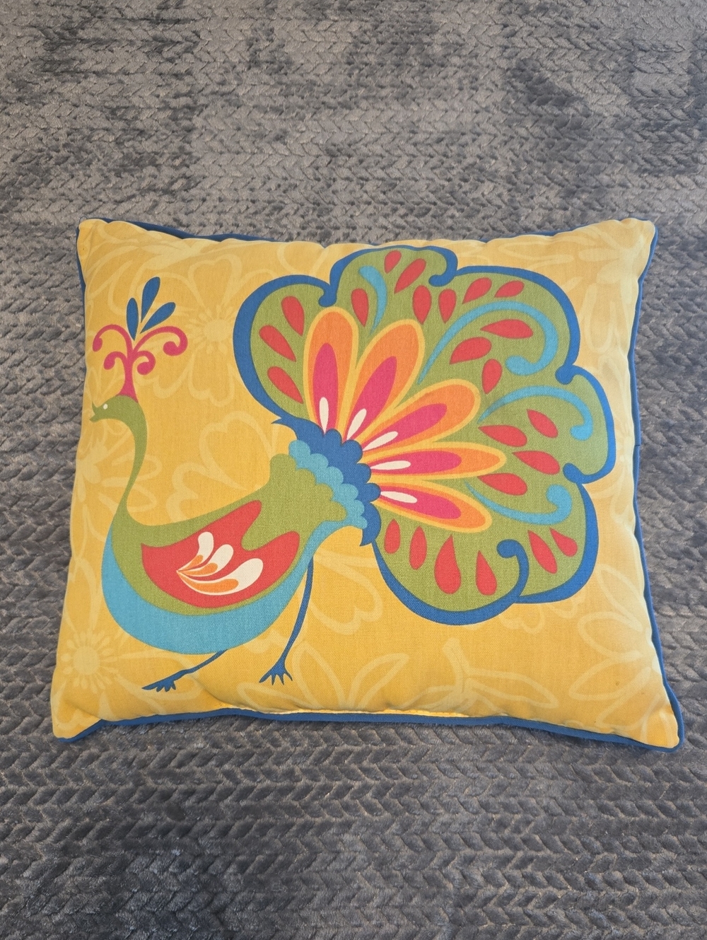 Yellow Peacock Decorative Pillow by
